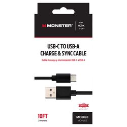 Monster Just Hook It Up USB-C to USB-A Charge and Sync Cable 10 ft. Black