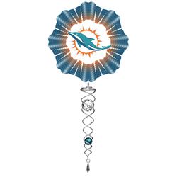 Spinfinity Designs Stainless Steel 14 in. Miami Dolphins Wind Spinner Mini Set