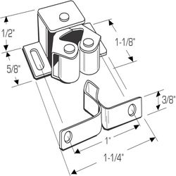 Richelieu 0.5 in. H X 1.25 in. W X 0.625 in. D Zinc Metal Double Roller