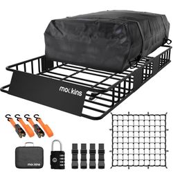 Mockins 64x39x6 Adjustable Rooftop Basket w/ Rooftop Bag Rooftop Cargo Basket Set 1 pk