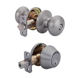 Ace Colonial Knob Satin Nickel Deadbolt and Entry Door Knob KW1 1-3/4 in.