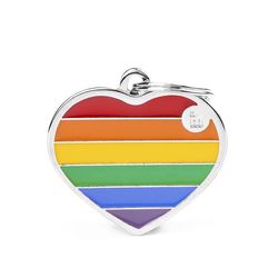 MyFamily Rainbow Multicolored Heart Metal Dog Pet Tags Large