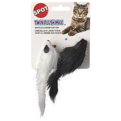 Spot For Cat Assorted Plush Twin Mice Catnip Mouse Cat Toy 2 pk