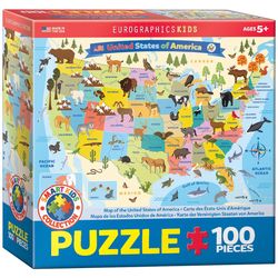 Eurographics Map of the United States of America Jigsaw Puzzles Multicolored 100 pc