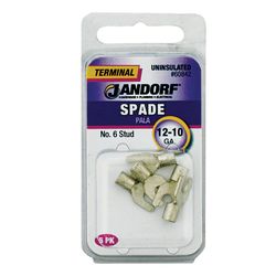 Jandorf 12-10 Ga. Uninsulated Wire Spade Terminal Silver 5 pk
