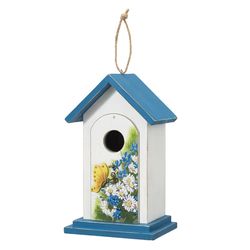 Glitzhome 11.75 in. H X 5.25 in. W X 7 in. L Metal and Wood Bird House