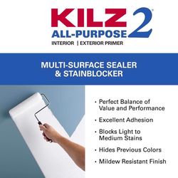 KILZ White Flat Water-Based Acrylic Stain Blocking Primer 5 gal