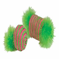 Chomper Kylies Brights For Cat Assorted Raffia Raffia Spool and Ball with Feather Cat Toy Large 2 pk