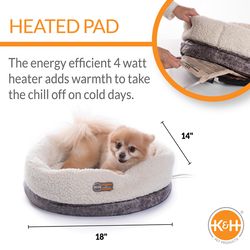 K&H Pet Prodcuts Gray Thermo-Snuggle Cup Heated Pet Bed 14 in. H X 18 in. W X 18 in. L