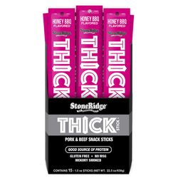 StoneRidge Wholesale Thick Stick Honey BBQ Meat Sticks 1.5 oz Shrink Wrapped
