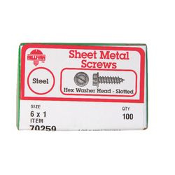 HILLMAN No. 6 Ga. X 1 in. L Slotted Hex Washer Head Sheet Metal Screws 100 pk