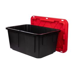Greenmade 27-gal Black/Red Storage Tote 14.7 in. H X 30.5 in. W X 20.5 in. D Stackable