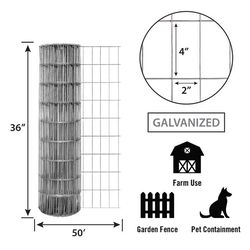 FarmGard 36 in. H X 50 ft. L Steel Welded Wire Fence Silver