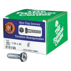HILLMAN M6-1.00 mm D X 20 mm L Heat Treated Steel Hex Head Cap Screw 1 pk
