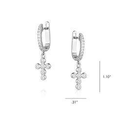 Montana Silversmiths Women's Crystal Cross Silver Earrings Water Resistant