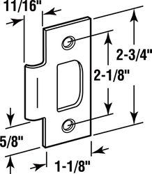 Prime-Line 2.75 in. H X 1-1/8 in. L Chrome Silver Steel T- Strike