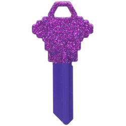 HILLMAN DIVA Purple Glitter House/Office Universal Key Blank Single Purple