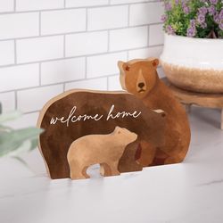 P Graham Dunn 7 in. H X 10 in. L Brown MDF Welcome Home Bear Nesting Shape Decor