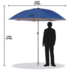 Ergodyne Shax 6100 7.5 ft. Tiltable Blue Classic Umbrella