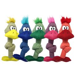 Multipet Cuddle Buddies For Dog Assorted Plush Knotted Ducks Dog Toy 1 pk