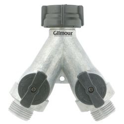 Gilmour 3/4 in. Metal Threaded Male Y-Hose Connector with Shut Offs
