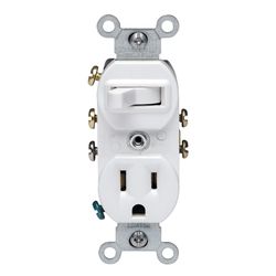 Leviton 15 amps 120 V Duplex White Combination Switch/Outlet 5-15R 1 pk