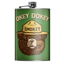 Lucky Jack 8 oz Stainless Steel Okey Dokey Smokey Hip Flask