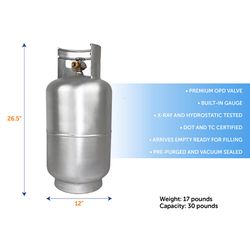 Flame King 30lb Aluminum Empty LP Tank with Gauge