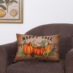 Glitzhome Happy Fall Pumpkin Pillow Polyester 1 pc
