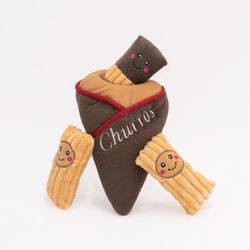 ZippyPaws Burrow For Dog Multicolored Plush Churro Cone Dog Toy 1 pk