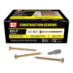 Grip-Rite No. 8 in. X 2 in. L Star Flat Head Coarse Construction Screws