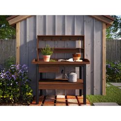 Vita Potting Bench 57.88 in. H Brown Wood Cedar Potting Bench