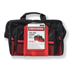 CRAFTSMAN 13 in. W X 18 in. H Ballistic Nylon Tool Bag Set Black/Red 2 pc