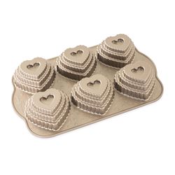 Nordic Ware 7 in. W X 12 in. L Tiered Heart Cakelet Pan Toffee
