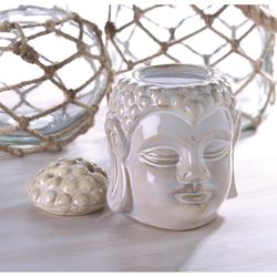 Fragrance Foundry 5 in. H X 4.25 in. L White Ceramic Smiling Budda Head Oil Warmer