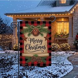 Briarwood Lane Farmhouse Merry Christmas Garden Flag 18 in. H X 12.5 in. W