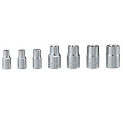 Craftsman E16 mm X 1/4 and 3/8 in. drive Metric 6 Point External Torx Socket Set 7 pc