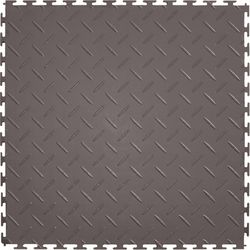 Perfection Floor Tile 20.5 in. W X 20.5 in. L Diamond Plate Dark Gray Vinyl Floor Tile 23.2 sq ft