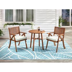 Living Accents Alwyn 3 pc Brown Wood Bistro Set White