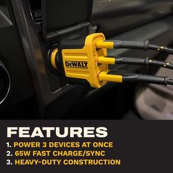 DEWALT 3 Port USB Car Charger