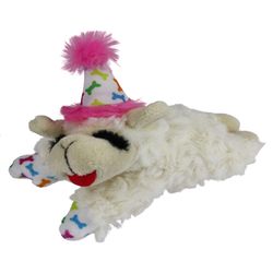 Multipet For Dog Assorted Polyester Lamb Chop W/Birthday Hat Dog Toy 1 pk