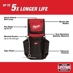 Milwaukee Ballistic Nylon Compact Utility Pouch 7 pocket Black/Red 1 pc