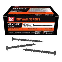 Grip-Rite No. 8 X 2-1/2 in. L Phillips Coarse Drywall Screws 1 lb 119 pk