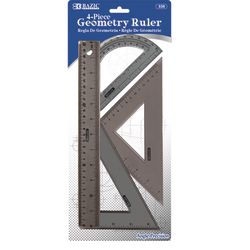 Bazic Products 15.56 in. L X 0.25 in. W Plastic Geometry Ruler Set Metric and SAE