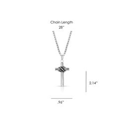 Montana Silversmiths Men's Rope Wrapped Cross Silver Necklace Water Resistant