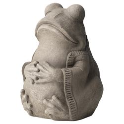 Glitzhome Gray Fiberglass 16.75 in. H X 12 in. L X 11.5 in. W Zen-Style Frog Statue