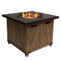 Alpine 35.8 in. W Stainless Steel Square Propane Fire Pit