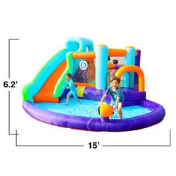 CocoNut Castles Bouncy Slide Water Park Multicolored 10 pc