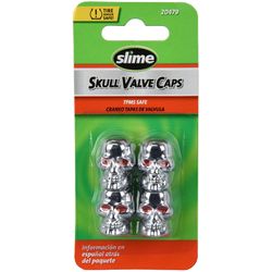 Slime Silver Skull Valve Caps 4 pk