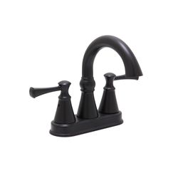 Huntington Brass Woodbury Matte Black Traditional Centerset Bathroom Sink Faucet 4 in.